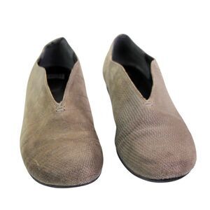 Camper BEIGE REAL LEATHER SUEDE STITCHED LOW HEEL ROUND TOE LOAFER SHOES Sz 38